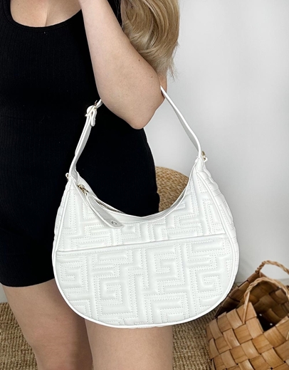 Εικόνα της Τσαντάκι χειρός με μοτίβο μαιάνδρου Λευκό