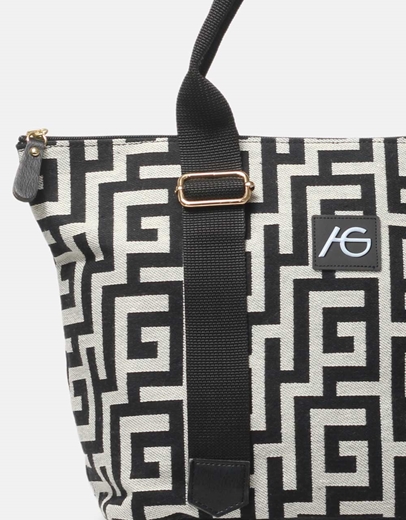 Εικόνα της Xειροποίητη τσάντα χειρός μαίανδρος Μαύρο