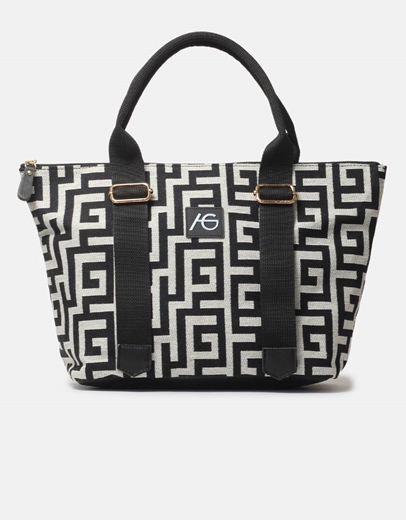 Εικόνα της Xειροποίητη τσάντα χειρός μαίανδρος Μαύρο