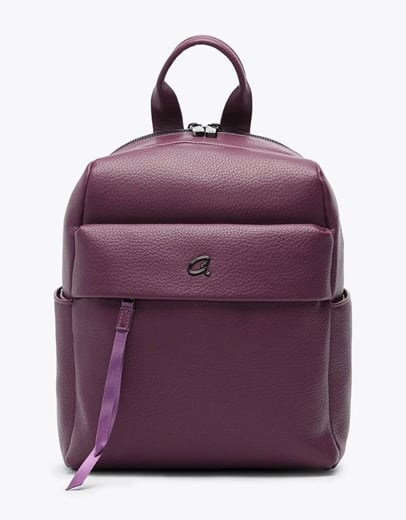 Εικόνα της Μονόχρωμο σακίδιο πλάτης με εξωτερική θήκη και φερμουάρ Μωβ