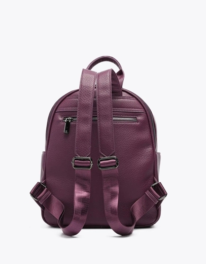 Εικόνα της Μονόχρωμο σακίδιο πλάτης με εξωτερική θήκη και φερμουάρ Μωβ