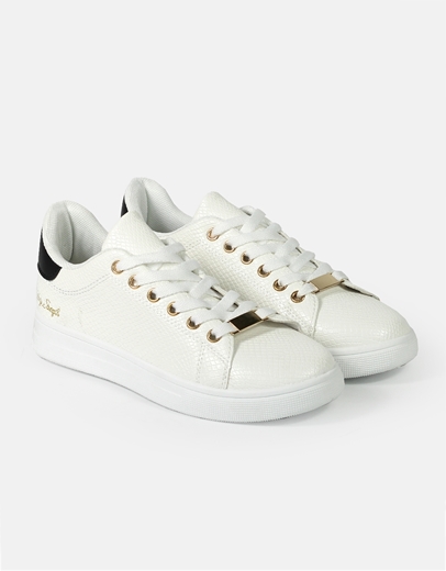 Εικόνα της Basic sneakers με μεταλλικές λεπτομέρειες Λευκό/Μαύρο