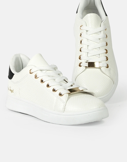 Εικόνα της Basic sneakers με μεταλλικές λεπτομέρειες Λευκό/Μαύρο
