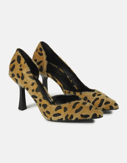 Εικόνα της Μυτερές γόβες Ελληνικής κατασκευής με άνοιγμα στο πλαι Λεοπάρ