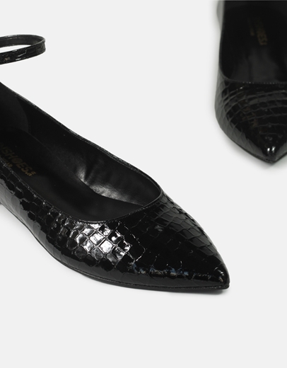 Εικόνα της Μυτερές κροκό μπαλαρίνες Ελληνικής κατασκευής σε απλή γραμμή Μαύρο