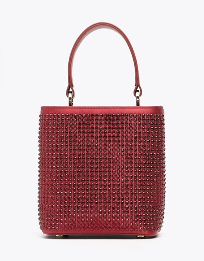 Εικόνα της Γυναικεία τσάντα χειρός με στρας και αλυσίδα Μπορντώ