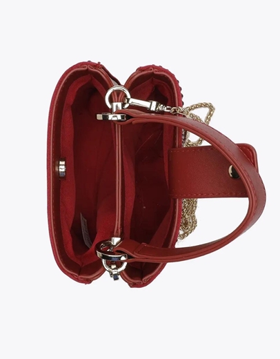 Εικόνα της Γυναικεία τσάντα χειρός με στρας και αλυσίδα Μπορντώ