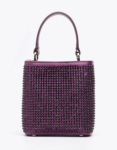 Εικόνα της Γυναικεία τσάντα χειρός με στρας και αλυσίδα Μωβ