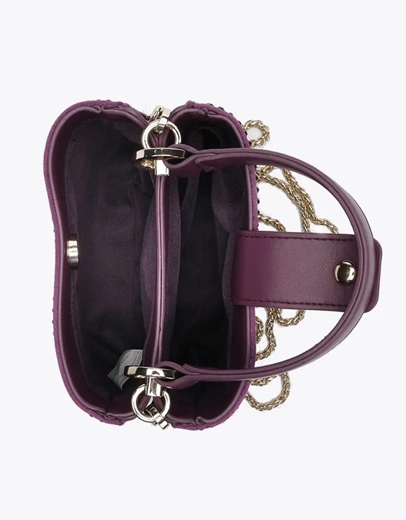 Εικόνα της Γυναικεία τσάντα χειρός με στρας και αλυσίδα Μωβ