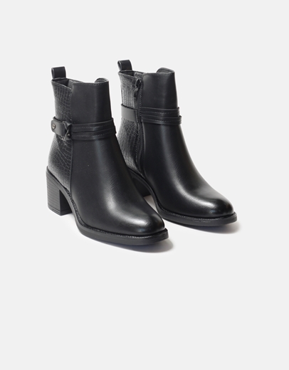 Εικόνα της Μποτάκια με τακούνι και διακοσμητικό ζωνάκι Μαύρο