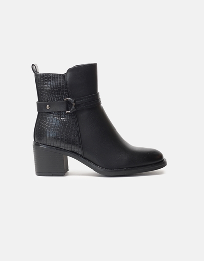 Εικόνα της Μποτάκια με τακούνι και διακοσμητικό ζωνάκι Μαύρο