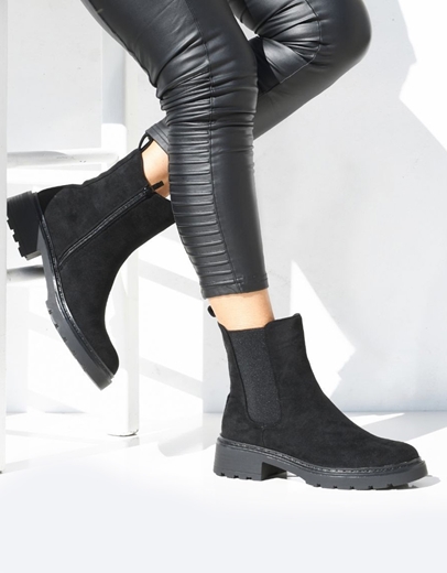 Εικόνα της Basic chelsea suede μποτάκια μονόχρωμα Μαύρο