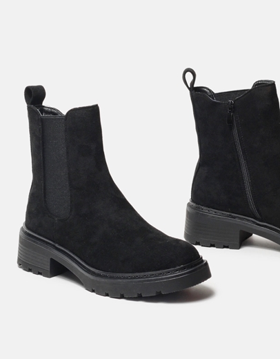 Εικόνα της Basic chelsea suede μποτάκια μονόχρωμα Μαύρο