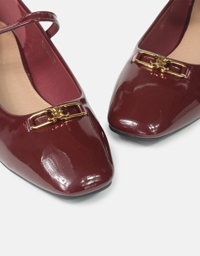 Εικόνα της Μπαλαρίνες μονόχρωμες με αγκράφα και δετή μπαρέτα Μπορντώ