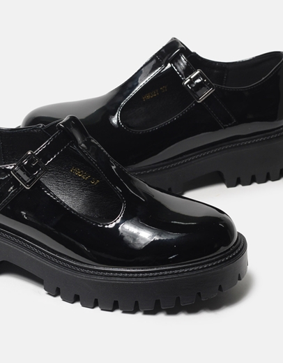 Εικόνα της Loafers Mary Janes φλωρεντίκ μονόχρωμα Μαύρο