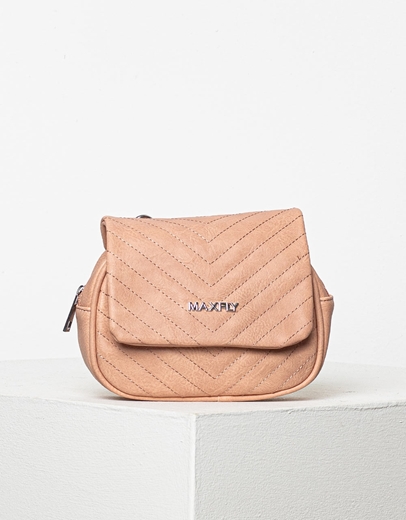 Εικόνα της Τσάντα ώμου μέσης με εξωτερικές ραφές Ροζ