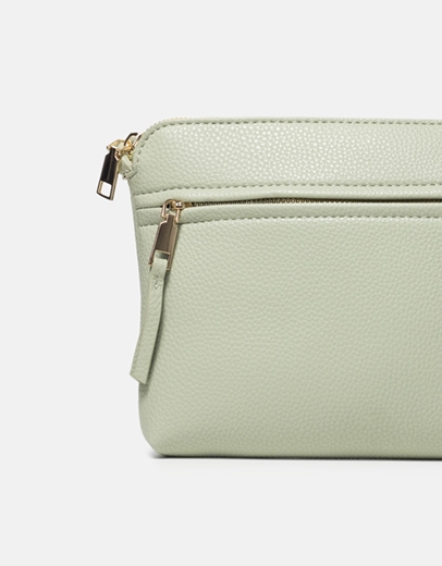 Εικόνα της Basic μονόχρωμο τσαντάκι ώμου με φερμουάρ Πράσινο