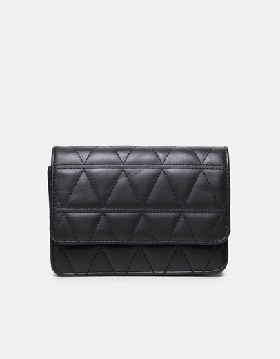 Εικόνα της Μονόχρωμη τσάντα ώμου με χρυσή αλυσίδα Μαύρο