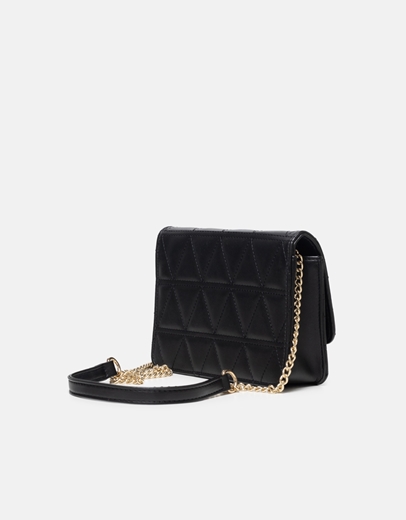 Εικόνα της Μονόχρωμη τσάντα ώμου με χρυσή αλυσίδα Μαύρο