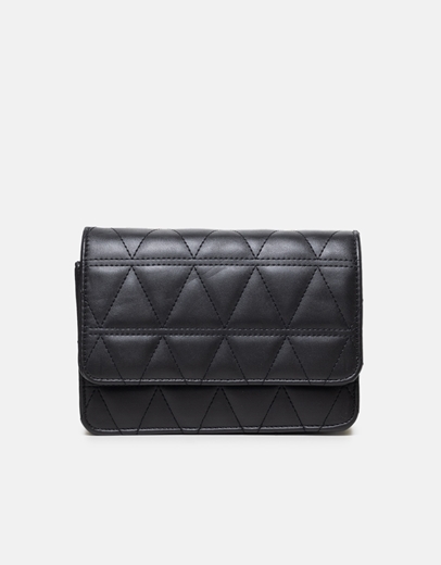 Εικόνα της Μονόχρωμη τσάντα ώμου με χρυσή αλυσίδα Μαύρο