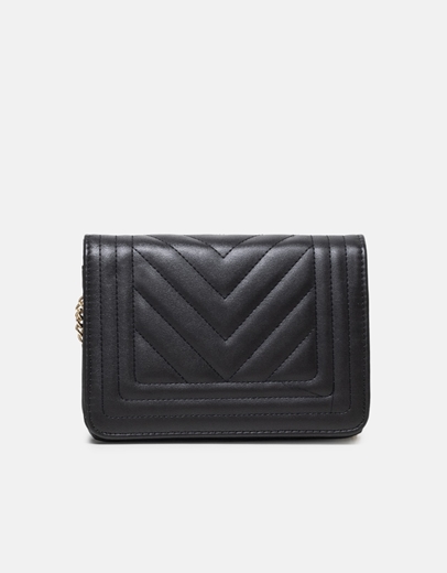 Εικόνα της Τσάντα ώμου με διακοσμητικά γαζιά και αλυσίδα Μαύρο