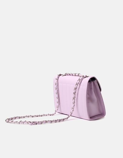 Εικόνα της Καπιτονέ τσάντα ώμου μονόχρωμη με αλυσίδα Λιλά