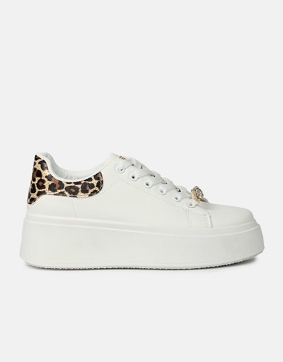 Εικόνα της Sneakers με διπλή σόλα και αγκραφα από strass Λεοπάρ