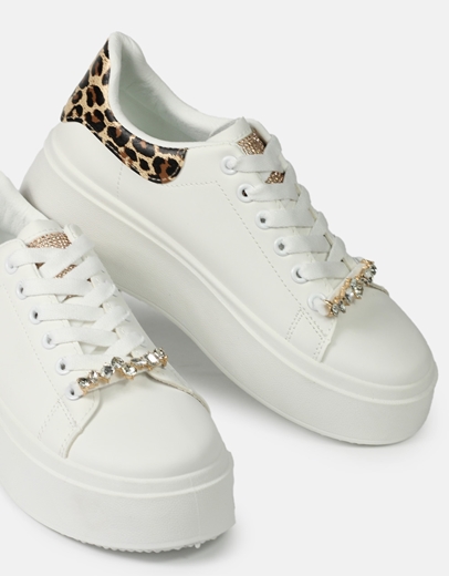 Εικόνα της Sneakers με διπλή σόλα και αγκραφα από strass Λεοπάρ