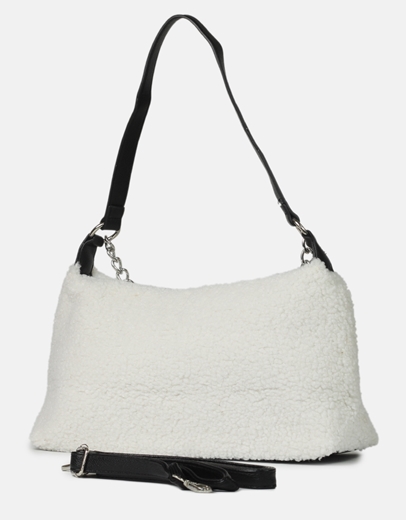 Εικόνα της Γυναικεία γούνινη τσάντα ώμου με αλυσίδα Λευκό