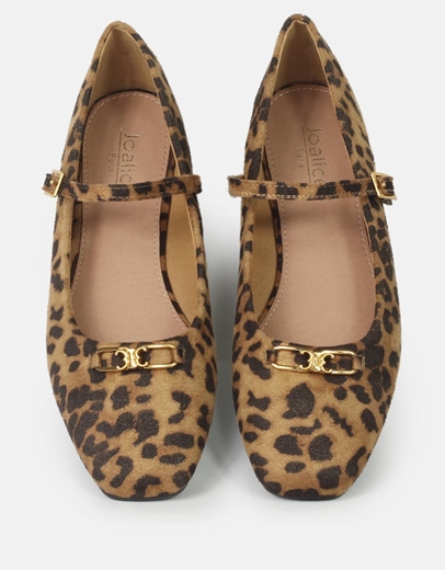 Εικόνα της Μπαλαρίνες μονόχρωμες με αγκράφα και δετή μπαρέτα Λεοπάρ