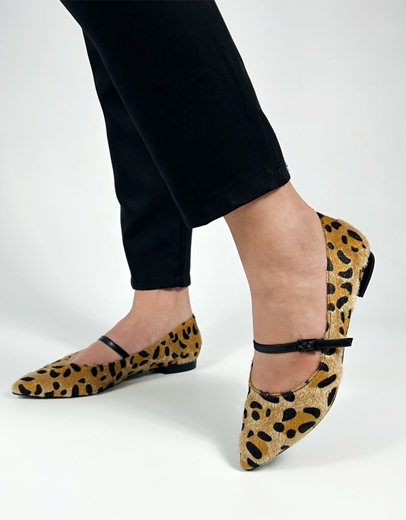 Εικόνα της Μπαλαρίνες Ελληνικής κατασκευής με διακοσμητική μπαρέτα Λεοπάρ