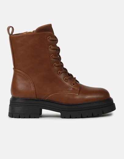 Εικόνα της Αρβυλάκια chunky μονόχρωμα με κορδόνια και φερμουάρ Ταμπά