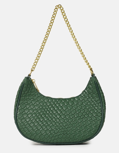Εικόνα της Γυναικεία μονόχρωμη τσάντα ώμου κροκό Πράσινο