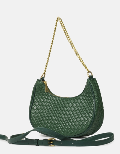Εικόνα της Γυναικεία μονόχρωμη τσάντα ώμου κροκό Πράσινο