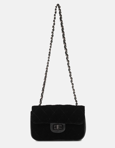 Εικόνα της Δερμάτινη τσάντα καπιτονέ με ιδιαίτερες ραφές Μαύρο