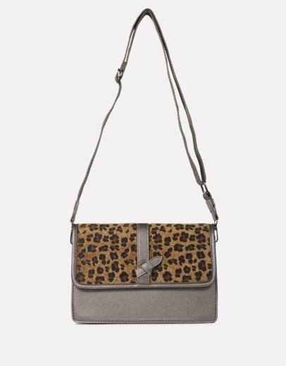 Εικόνα της Γυναικεία τσάντα ώμου με σχέδιο print Ασημί