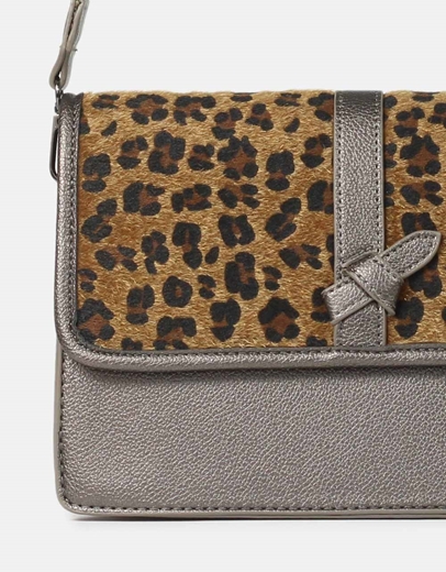 Εικόνα της Γυναικεία τσάντα ώμου με σχέδιο print Ασημί