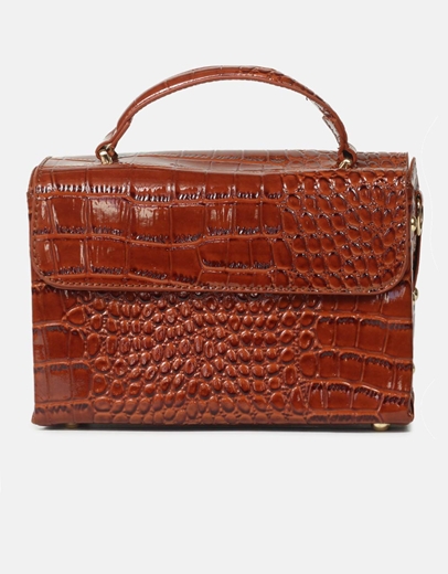 Εικόνα της Γυναικεία μονόχρωμη τσάντα χειρός κροκό Ταμπά