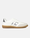 Εικόνα από Γυναικεία sneakers με συνδιασμό υλικών και σχέδιο στο πλάι Λευκό/Ασημί
