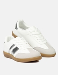 Εικόνα από Γυναικεία sneakers με συνδιασμό υλικών και σχέδιο στο πλάι Λευκό/Ασημί