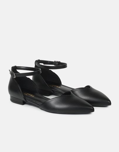 Εικόνα της Μονόχρωμες μυτερές μπαλαρίνες Ελληνικής κατασκευής Μαύρο