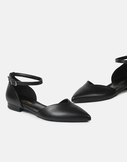 Εικόνα της Μονόχρωμες μυτερές μπαλαρίνες Ελληνικής κατασκευής Μαύρο