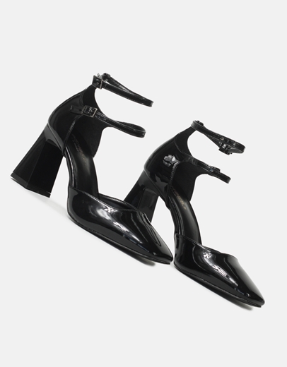 Εικόνα της Γόβες λουστρίνι με διπλό δέσιμο ελληνικής κατασκευής Μαύρο