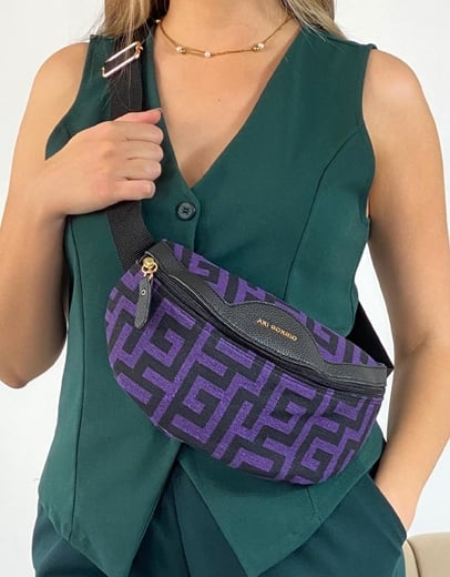 Εικόνα της Crossbody χειροποίητο τσαντάκι με μαίανδρο S Μωβ
