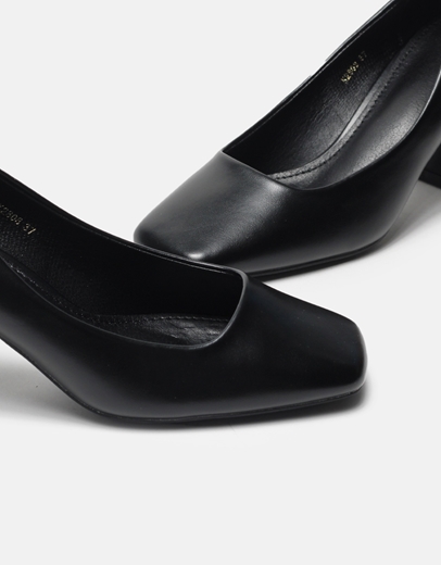 Εικόνα της Γόβες σε καρέ γραμμή με τετράγωνο τακούνι Μαύρο