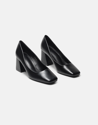 Εικόνα της Γόβες σε καρέ γραμμή με τετράγωνο τακούνι Μαύρο