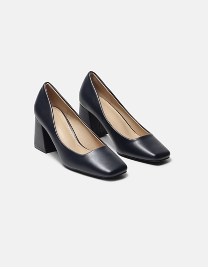 Εικόνα της Γόβες σε καρέ γραμμή με τετράγωνο τακούνι Navy