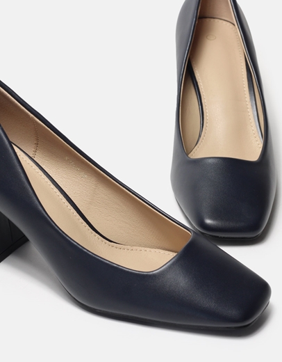 Εικόνα της Γόβες σε καρέ γραμμή με τετράγωνο τακούνι Navy