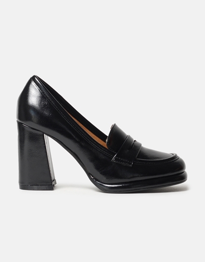 Εικόνα της Loafers μονόχρωμα με τετράγωνο τακούνι Μαύρο