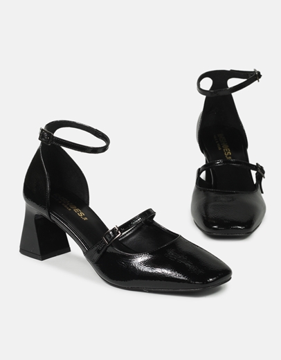 Εικόνα της Γόβες λουστρίνι μονόχρωμες με μπαρέτα Ελληνικής κατασκευής Μαύρο